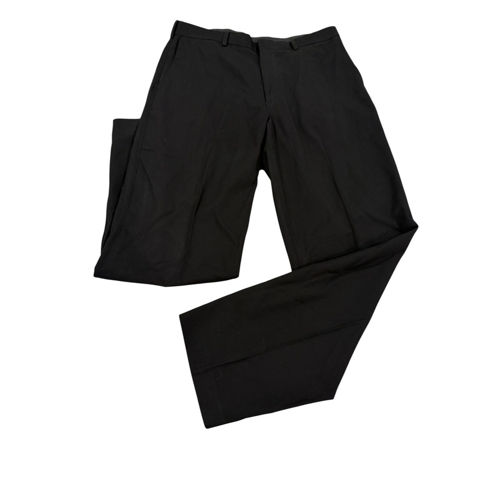 Apt. 9 Mens Dress Pants Black Pleated Front Straight Leg Trousers 34x32